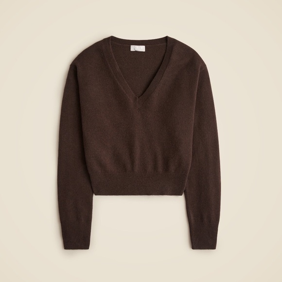 J. Crew Sweaters - 🦬 J. Crew Cashmere Shrunken V-Neck Sweater ~ Espresso